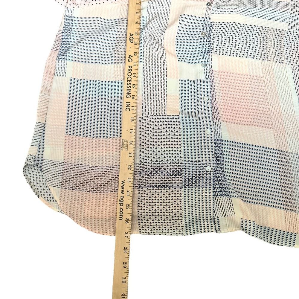 Rose + Olive Patchwork Dot Blouse 2x Button Down … - image 5